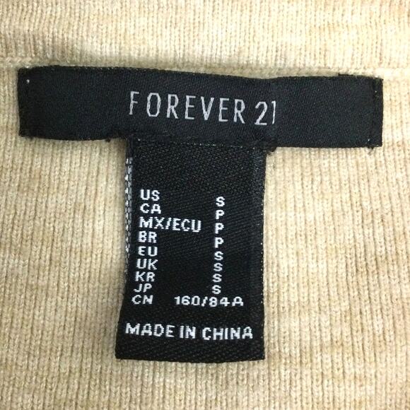 Forever 21 Drop Shoulder Boxy Oversized High Low Crew Neck Tan Pullover Sz S - Picture 8 of 12